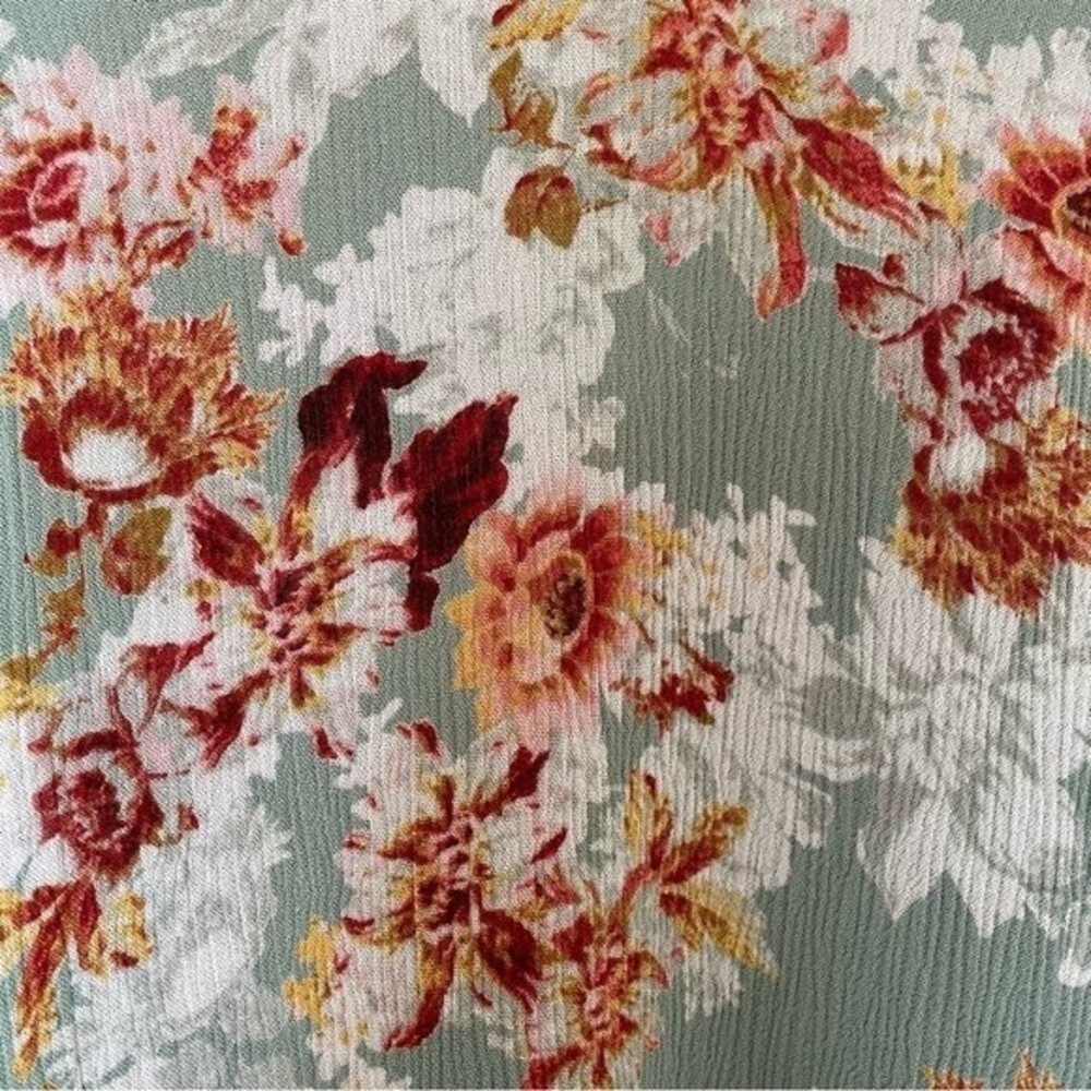 Style & Co - V-neck Ruffle Top Green & Rust Floral Print, XL - Picture 11 of 11